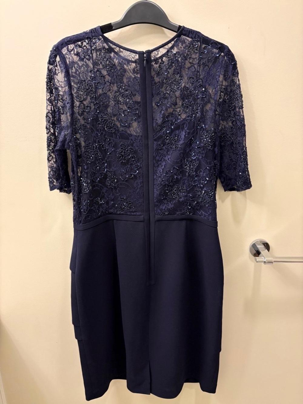 Beaded Lace Navy Cocktail Dress